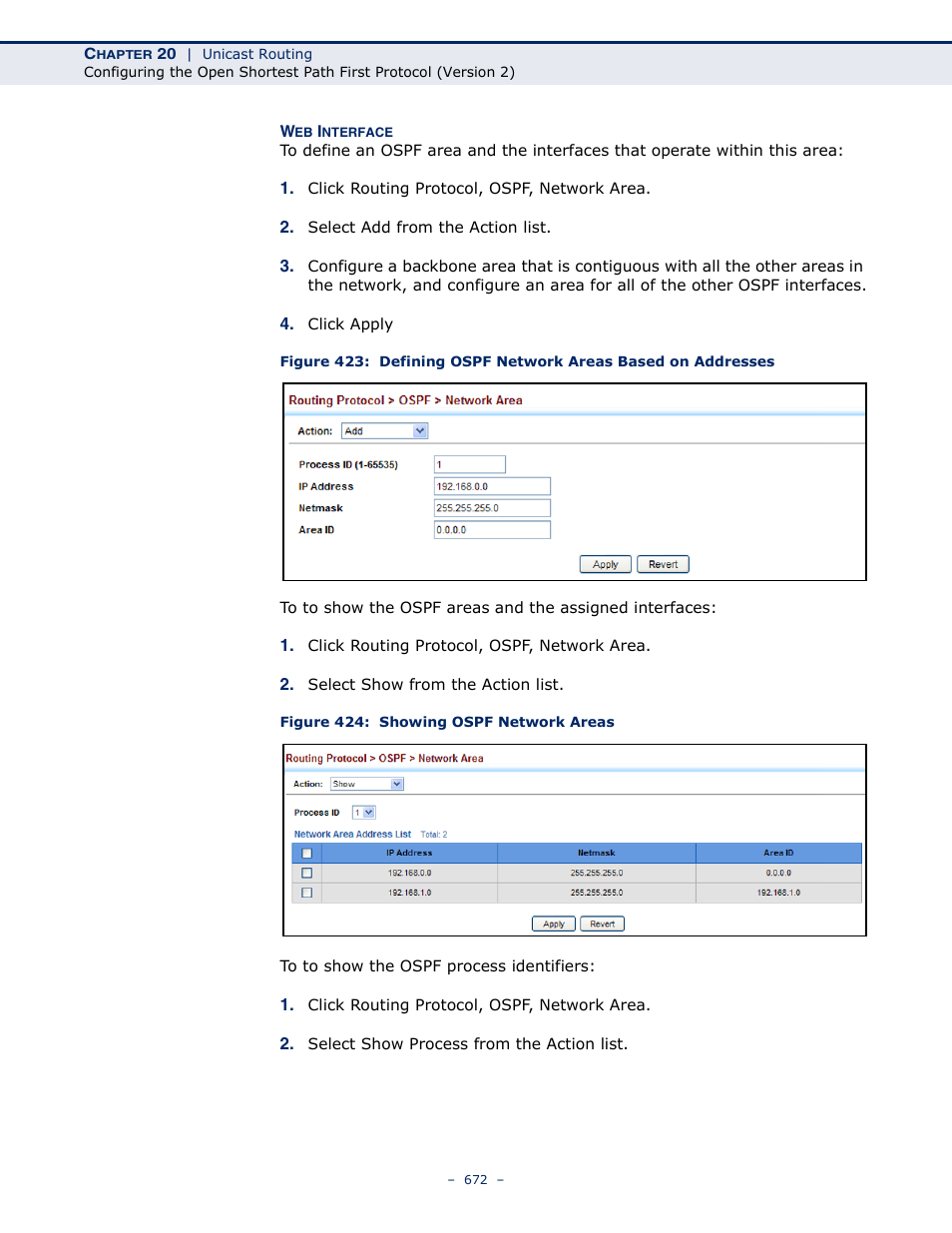 Figure 424: showing ospf network areas | LevelOne GTL-2691 User Manual | Page 672 / 1644