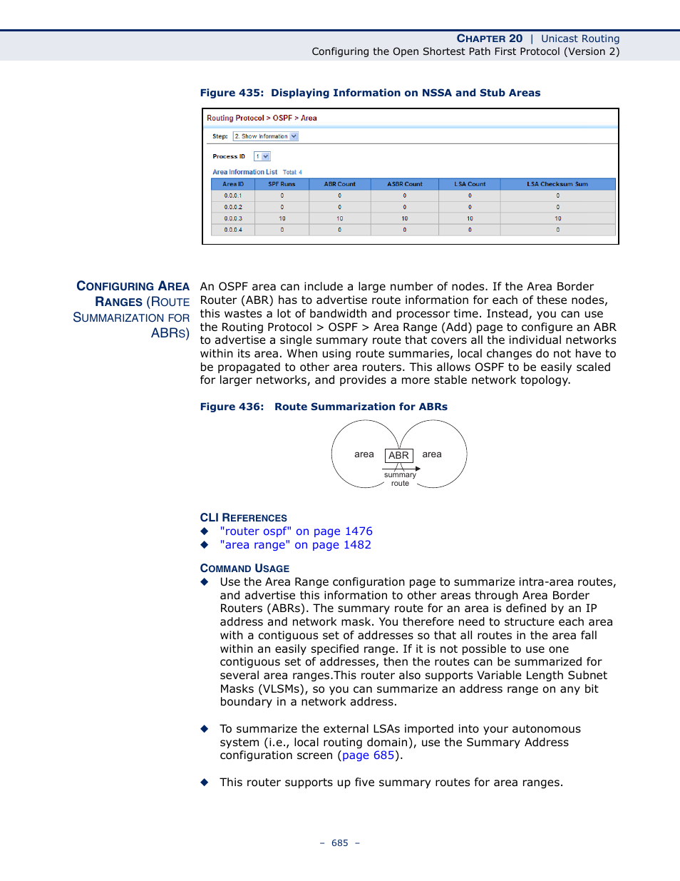 Figure 436: route summarization for abrs, Configuring area ranges (route summarization for | LevelOne GTL-2691 User Manual | Page 685 / 1644