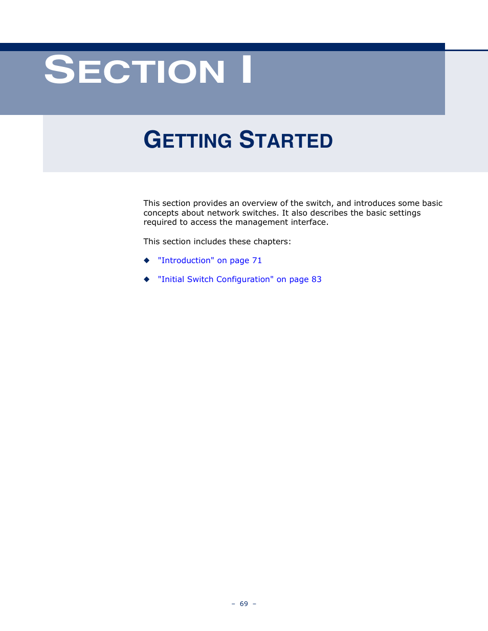 Getting started, Ection, Etting | Tarted | LevelOne GTL-2691 User Manual | Page 69 / 1644