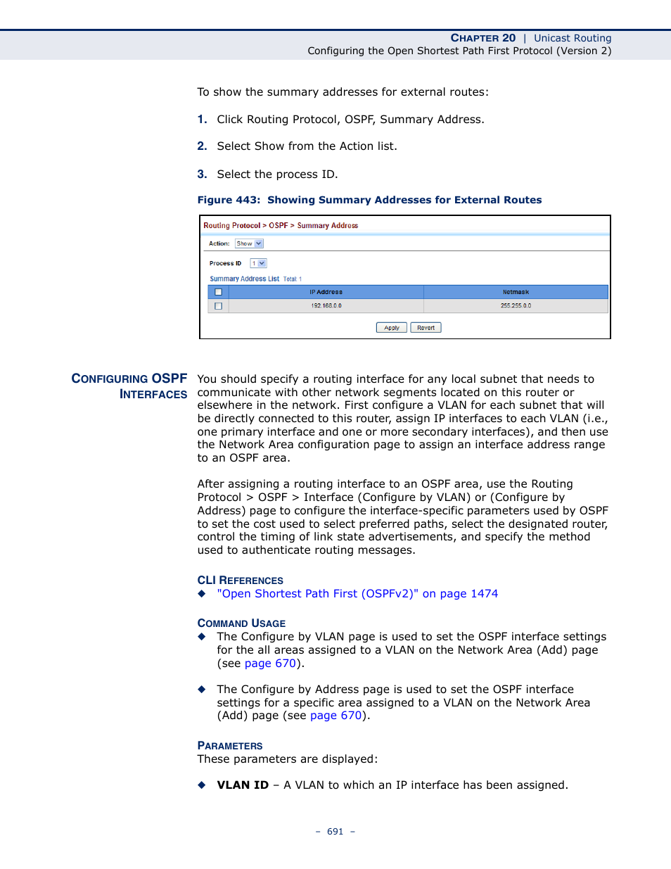 Configuring ospf interfaces | LevelOne GTL-2691 User Manual | Page 691 / 1644