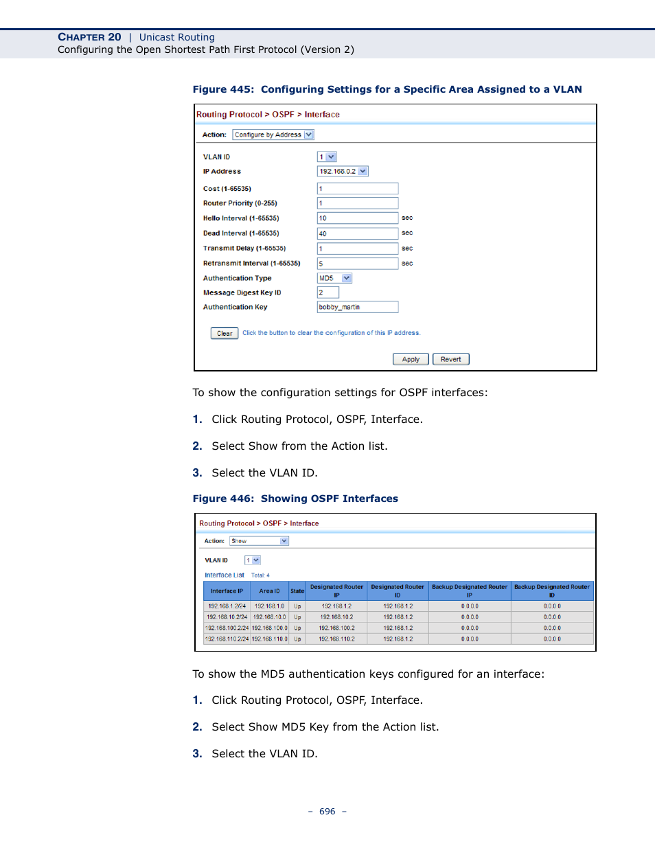 Figure 446: showing ospf interfaces | LevelOne GTL-2691 User Manual | Page 696 / 1644