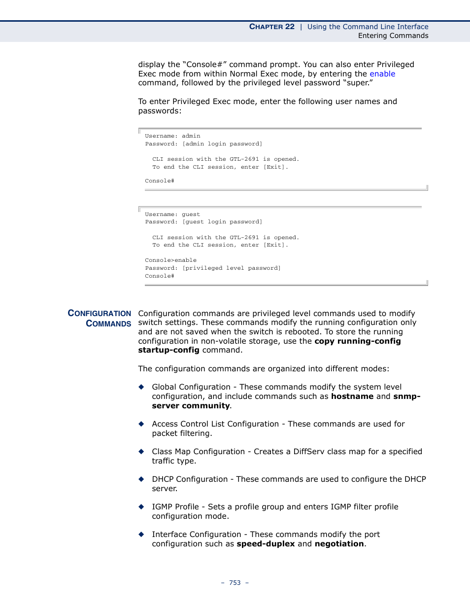 Configuration commands | LevelOne GTL-2691 User Manual | Page 753 / 1644