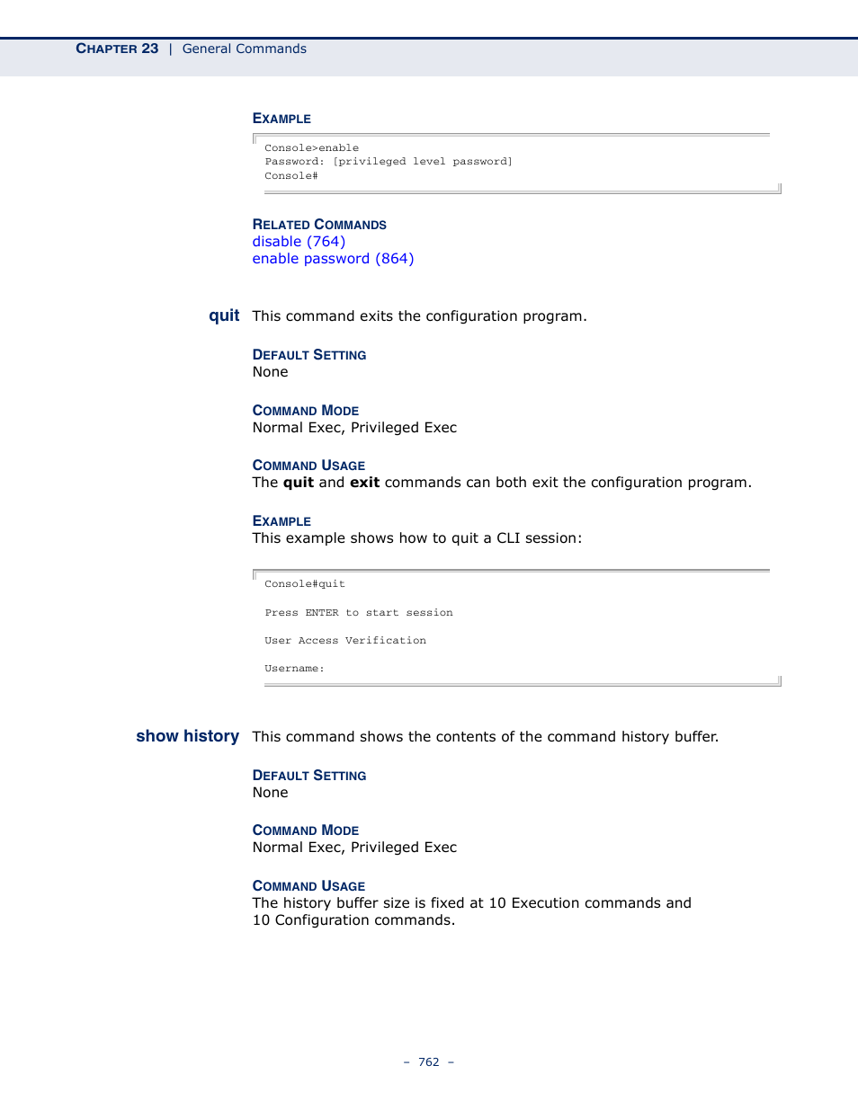Quit, Show history, Quit 762 show history | LevelOne GTL-2691 User Manual | Page 762 / 1644