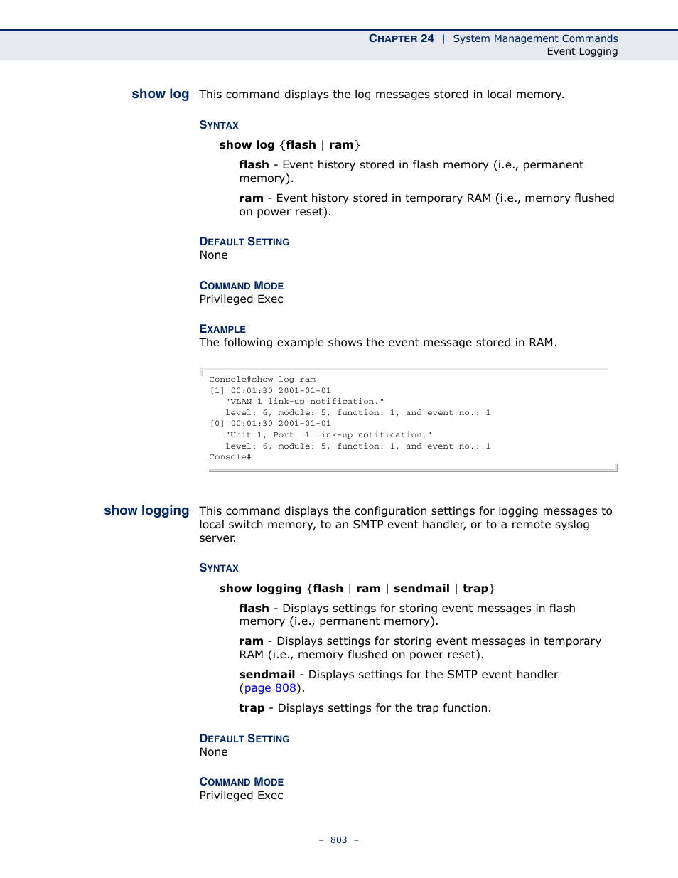 Show log, Show logging | LevelOne GTL-2691 User Manual | Page 803 / 1644