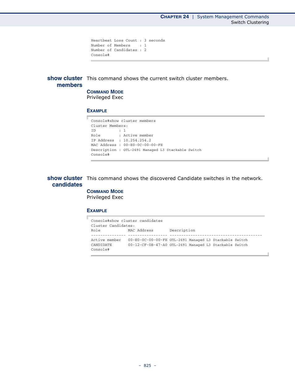 Show cluster members, Show cluster candidates | LevelOne GTL-2691 User Manual | Page 825 / 1644