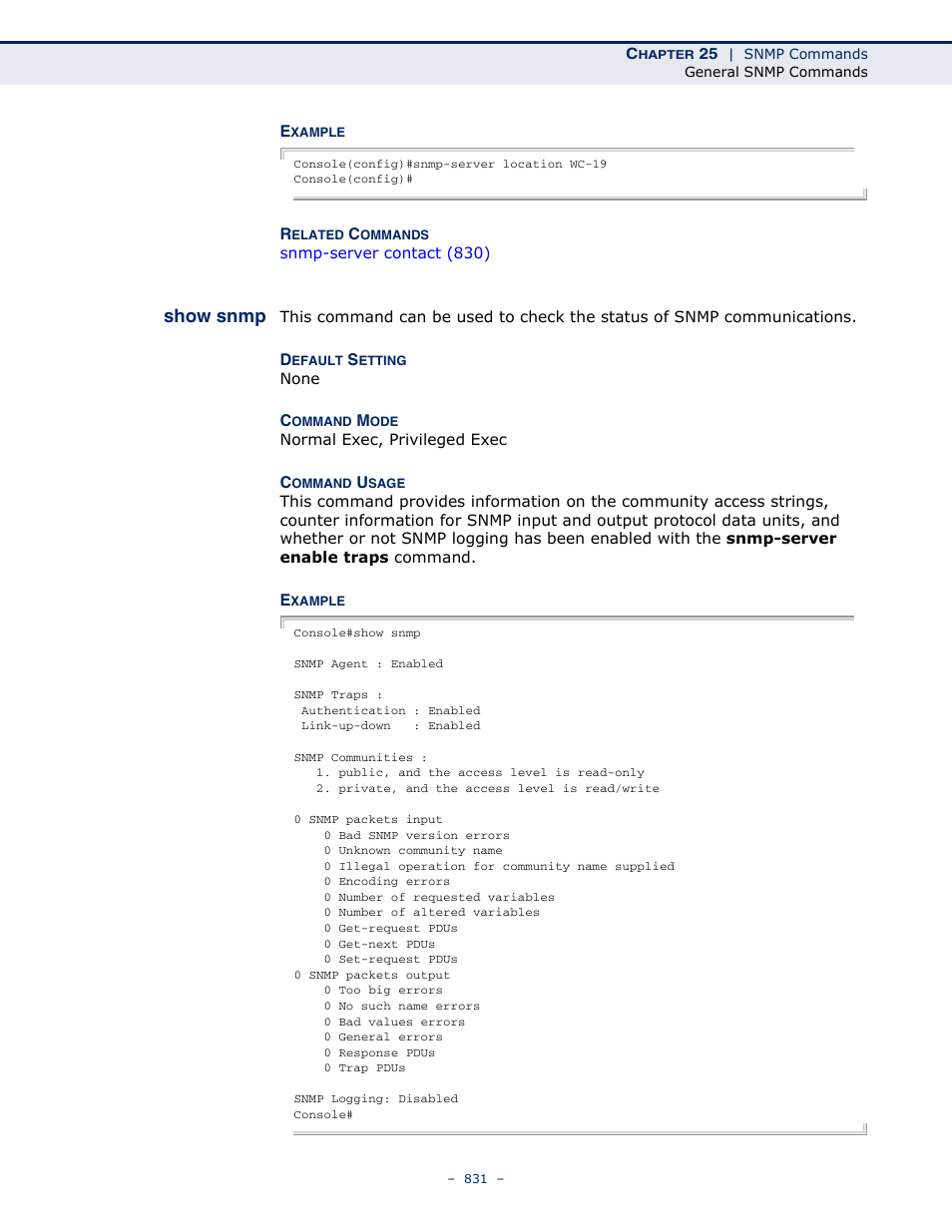 Show snmp | LevelOne GTL-2691 User Manual | Page 831 / 1644