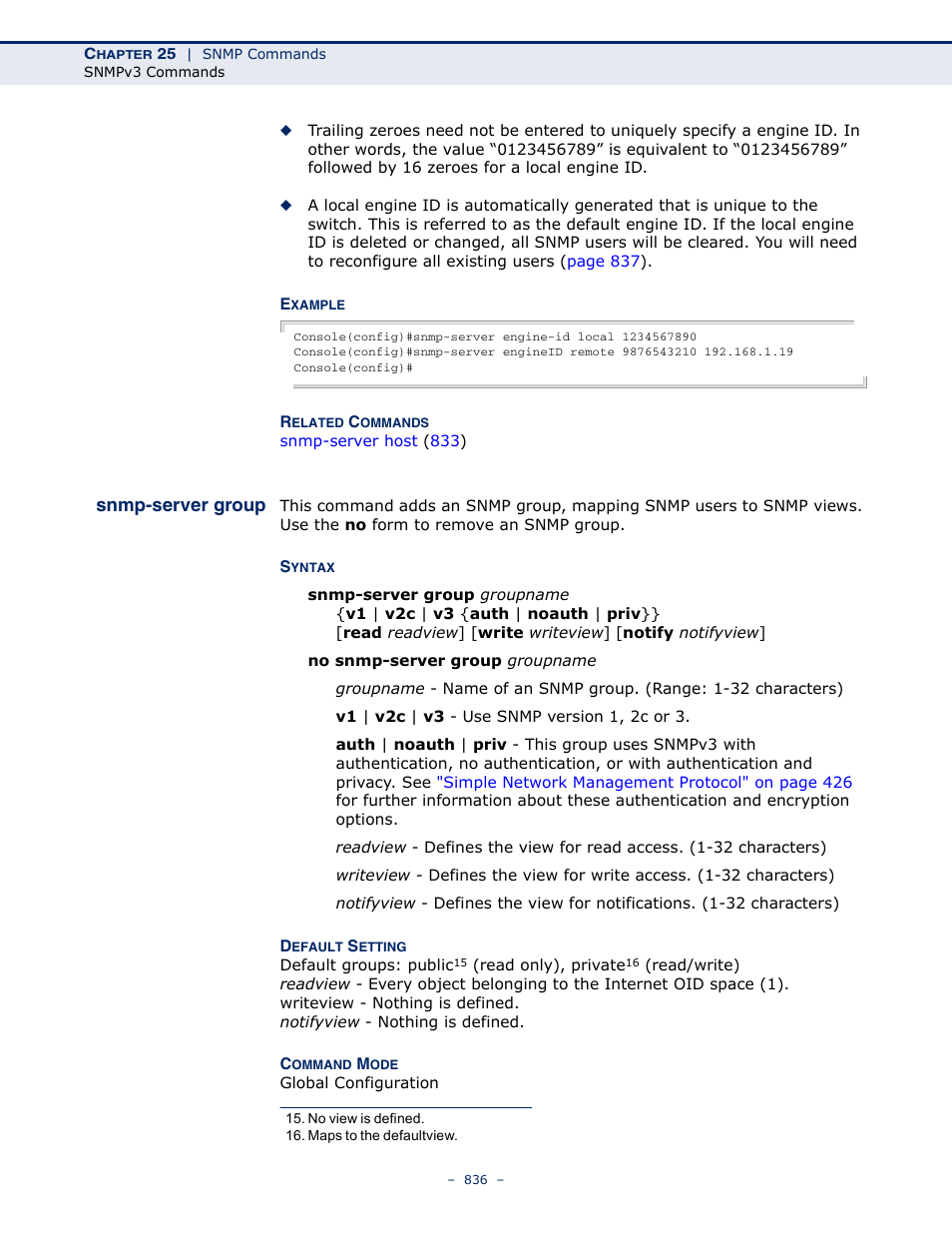 Snmp-server group, View | LevelOne GTL-2691 User Manual | Page 836 / 1644
