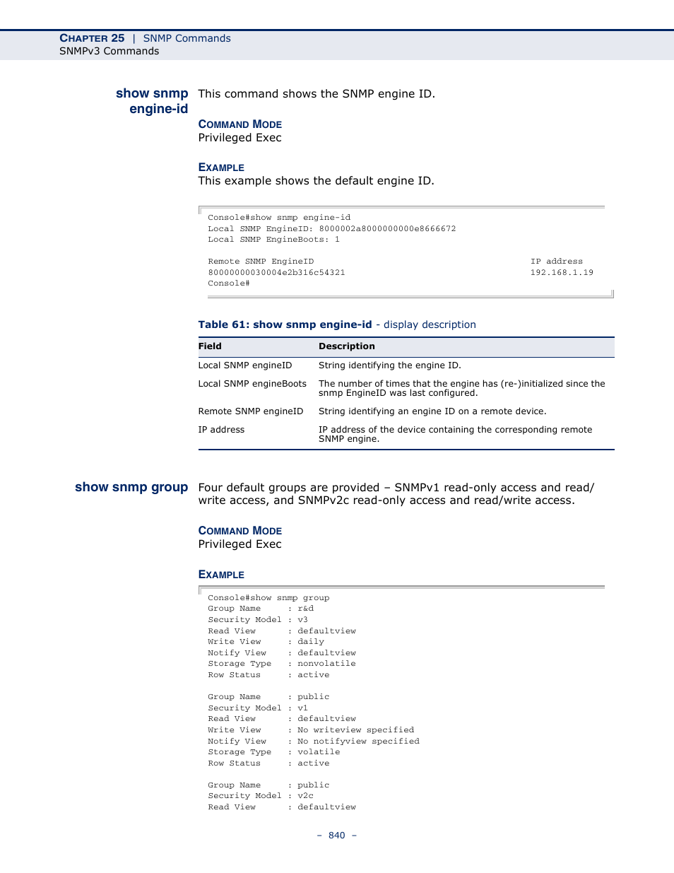 Show snmp engine-id, Show snmp group | LevelOne GTL-2691 User Manual | Page 840 / 1644