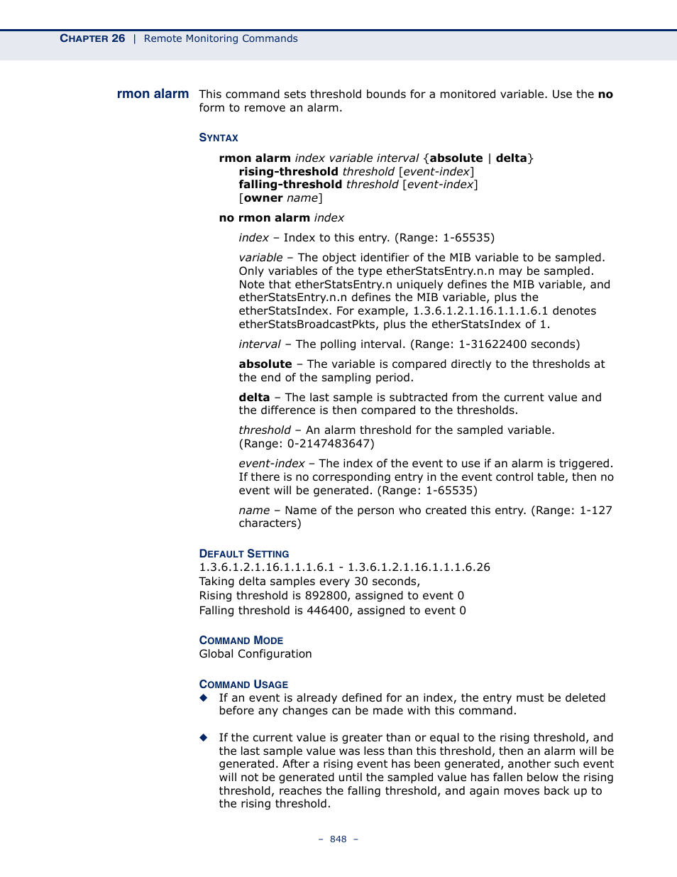 Rmon alarm | LevelOne GTL-2691 User Manual | Page 848 / 1644