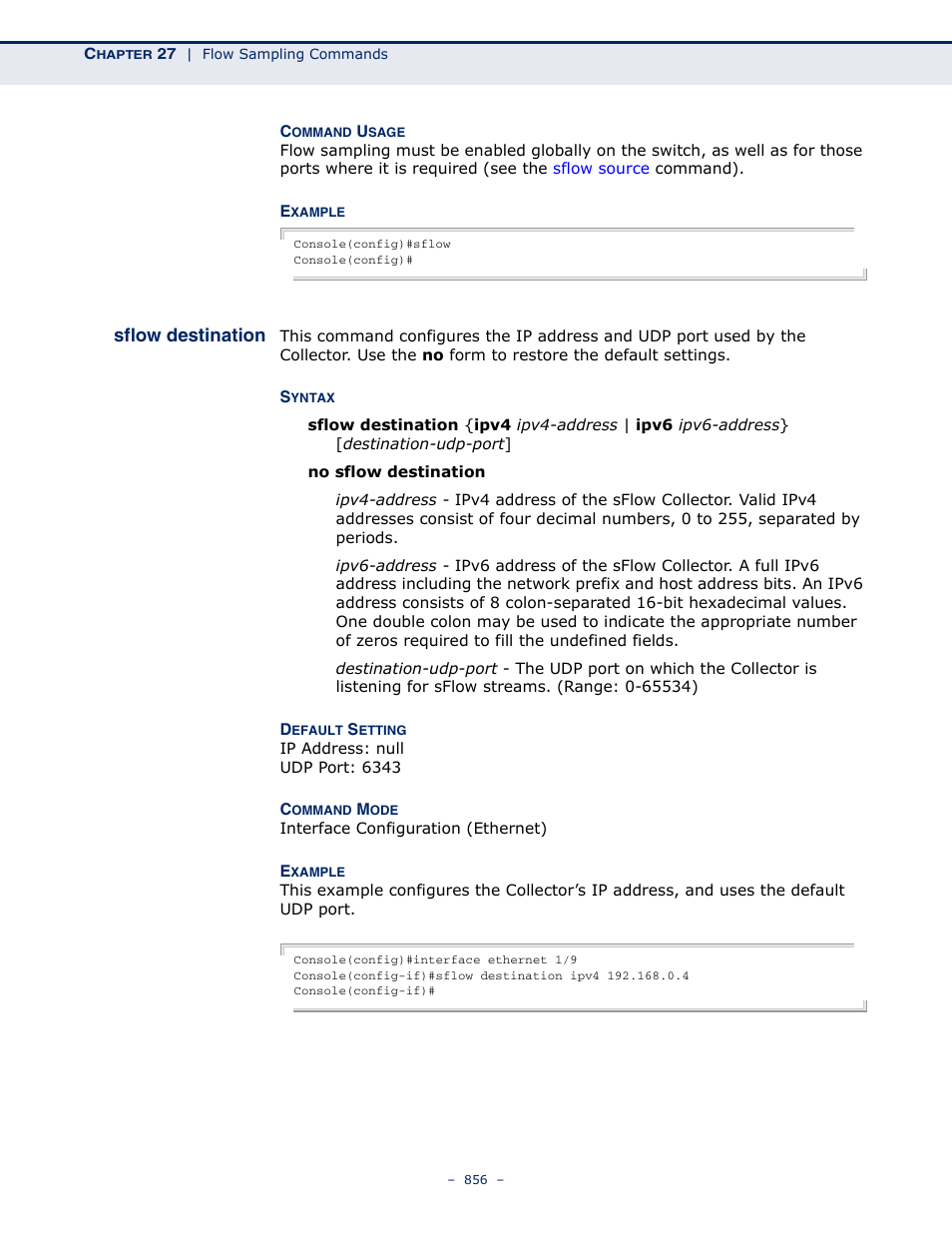 Sflow destination | LevelOne GTL-2691 User Manual | Page 856 / 1644