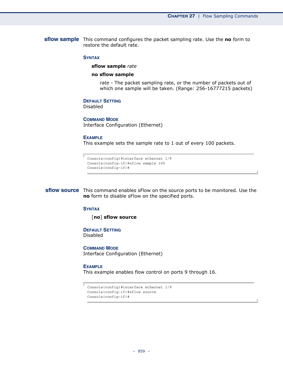 Sflow sample, Sflow source | LevelOne GTL-2691 User Manual | Page 859 / 1644