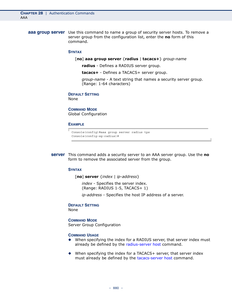 Aaa group server, Server, Server 880 | LevelOne GTL-2691 User Manual | Page 880 / 1644