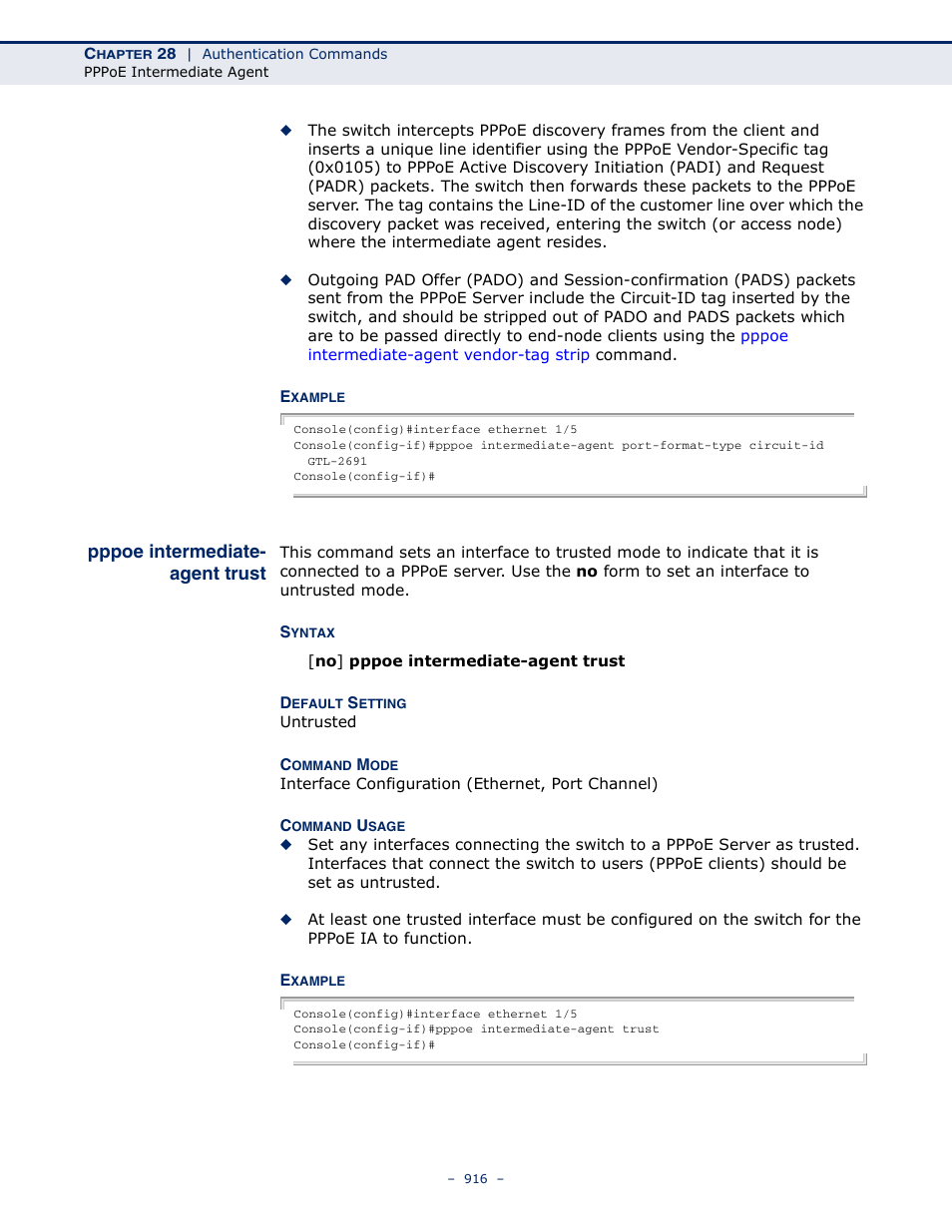 Pppoe intermediate- agent trust, Pppoe intermediate-agent trust, Pppoe intermediate | Agent trust | LevelOne GTL-2691 User Manual | Page 916 / 1644