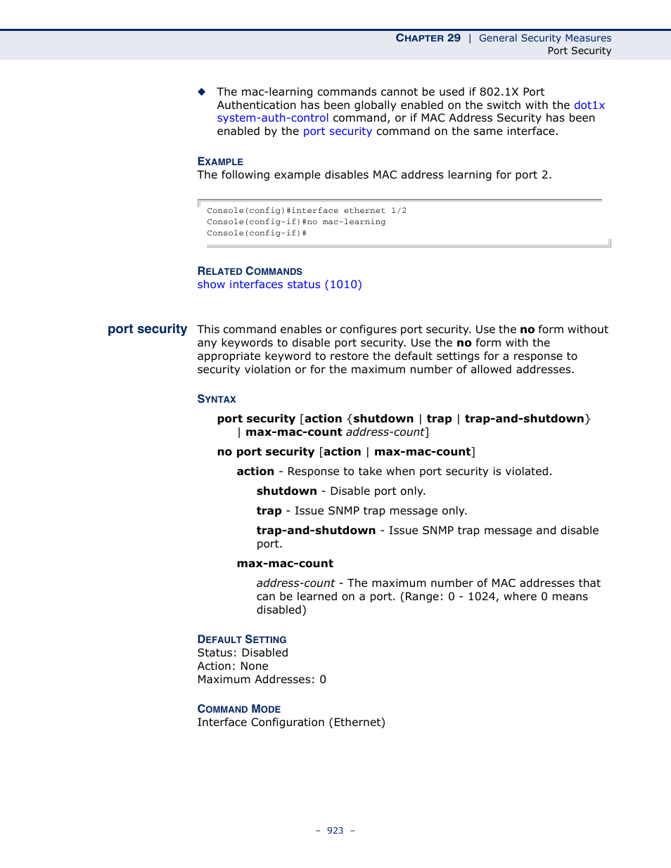 Port security | LevelOne GTL-2691 User Manual | Page 923 / 1644