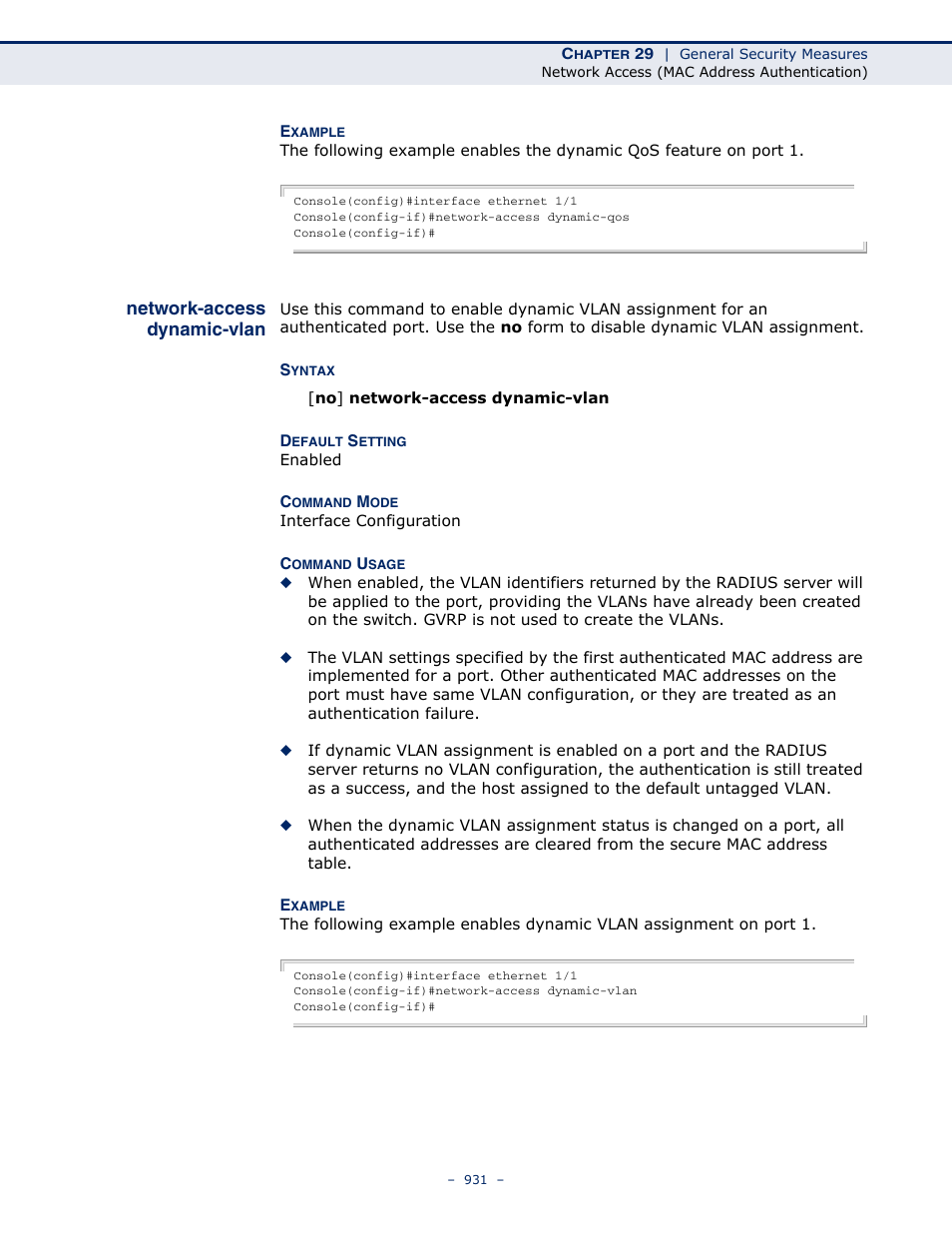 Network-access dynamic-vlan | LevelOne GTL-2691 User Manual | Page 931 / 1644