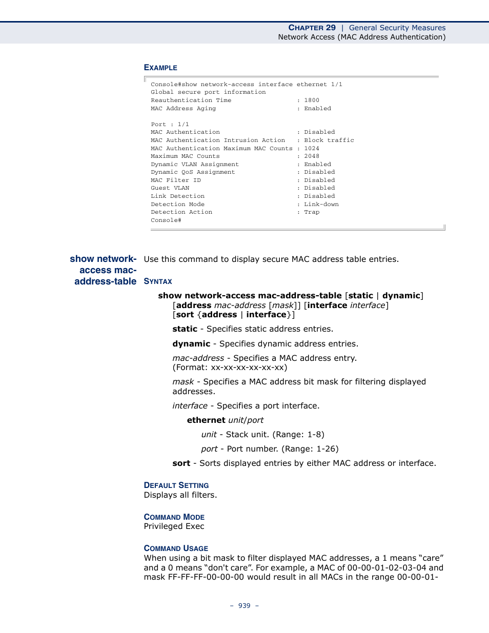 Show network- access mac- address-table, Show network-access mac-address-table, Show network-access mac | Address-table | LevelOne GTL-2691 User Manual | Page 939 / 1644