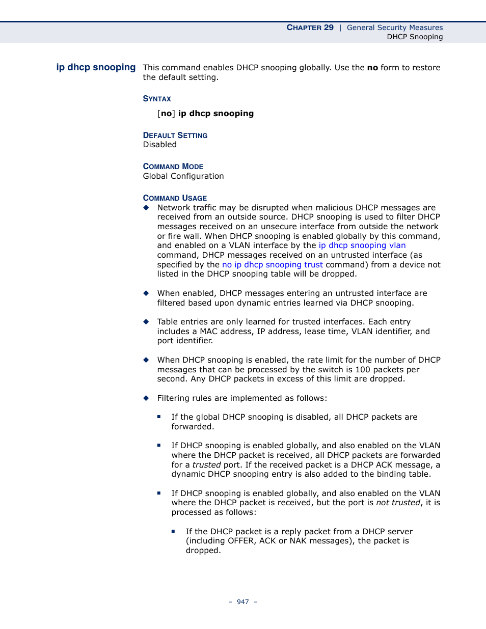 Ip dhcp snooping | LevelOne GTL-2691 User Manual | Page 947 / 1644