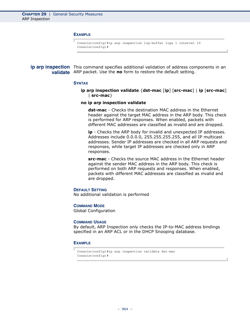 Ip arp inspection validate | LevelOne GTL-2691 User Manual | Page 964 / 1644