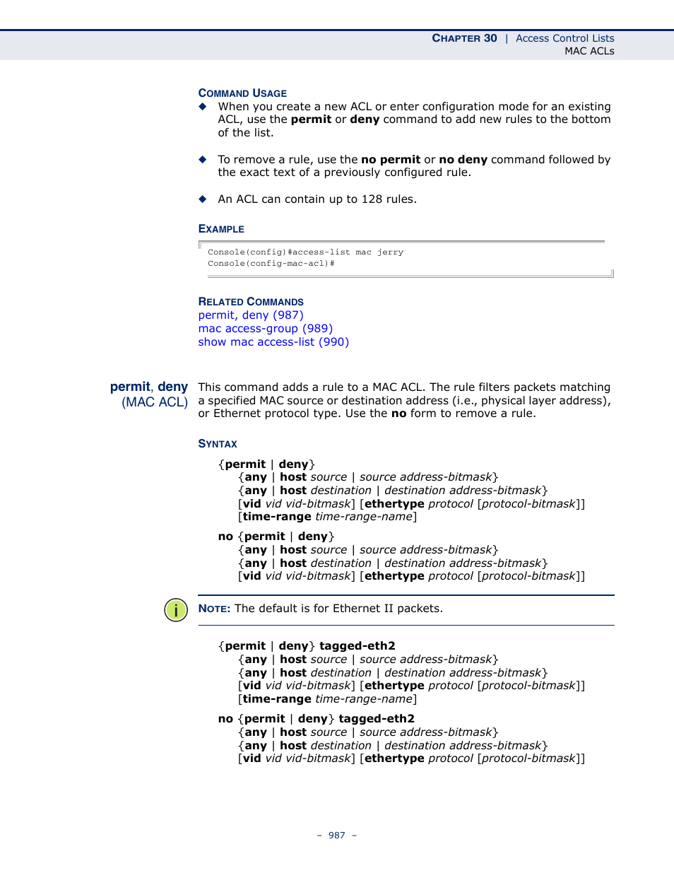 Permit, deny (mac acl), Permit, deny, Mac acl) | LevelOne GTL-2691 User Manual | Page 987 / 1644