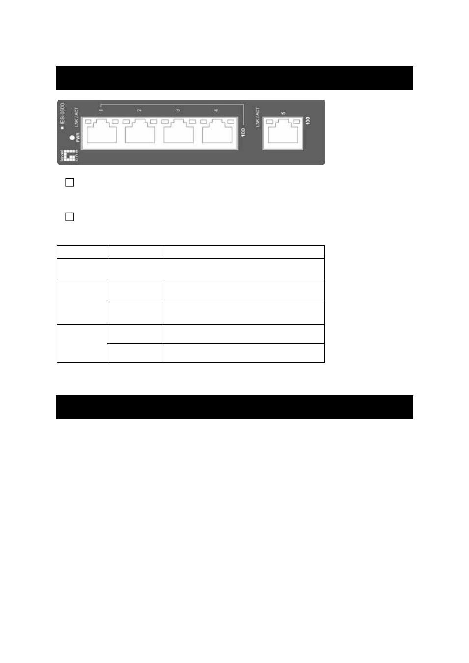 Front panel display, The leds display status for each respective port, Physical ports | Ront, Anel, Isplay, Hysical, Orts | LevelOne IES-0500 User Manual | Page 6 / 12