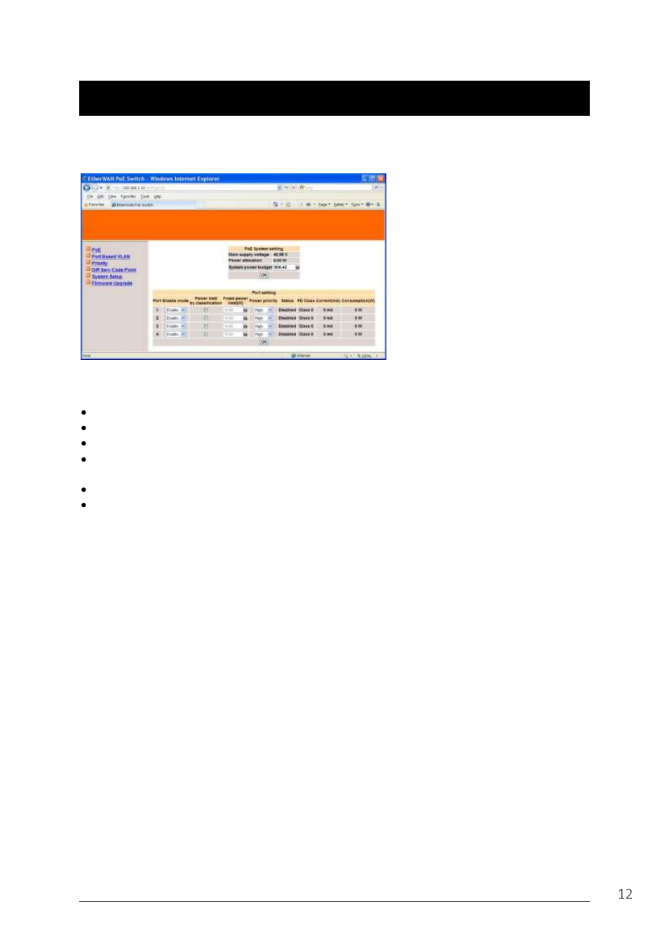 Rowser, Nterface, Browser interface | LevelOne IES-0840 User Manual | Page 12 / 19