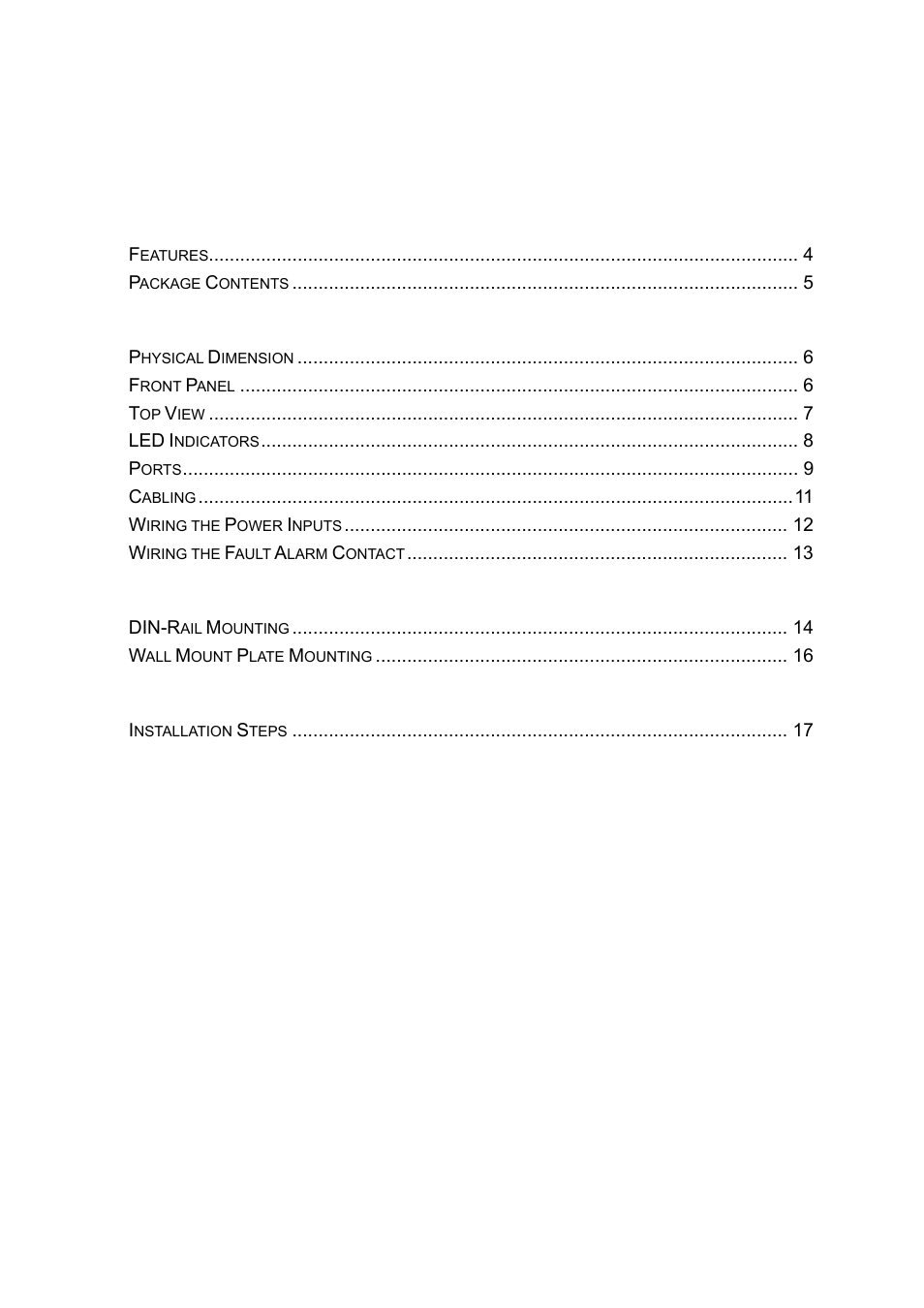 Content, Introduction, Hardware description | Mounting installation, Hardware installation, Network application, Troubleshooting, Technical specification | LevelOne IFE-0502 User Manual | Page 3 / 21