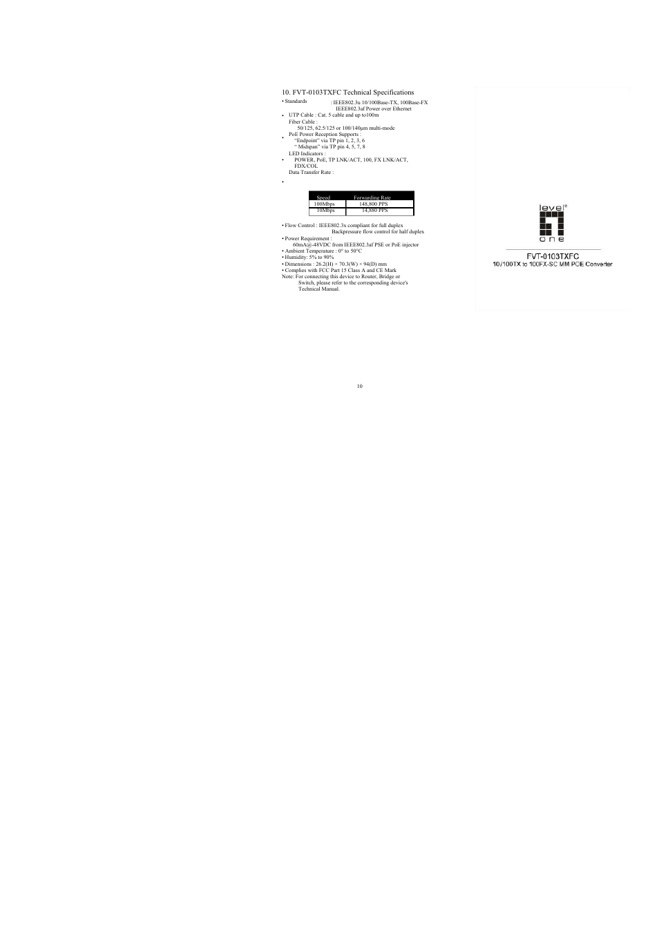 LevelOne FVT-0103TXFC User Manual | Page 2 / 7