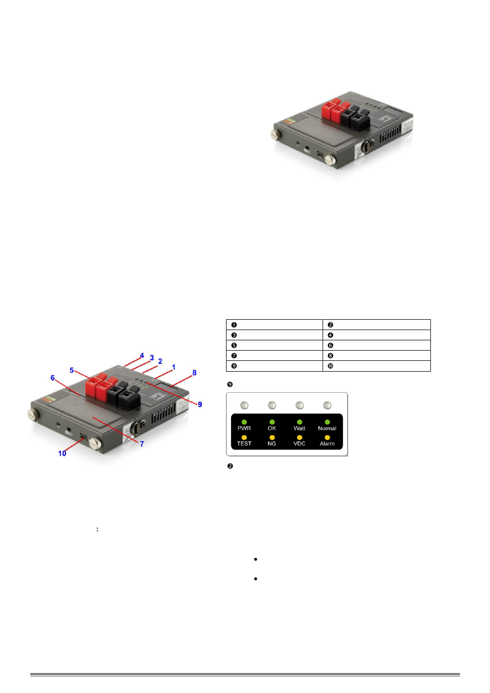 On-site poe power measurement, Ppm-1000 overview, Mechanical description | Buttons and led indicators | LevelOne PPM-1000 User Manual | Page 2 / 3