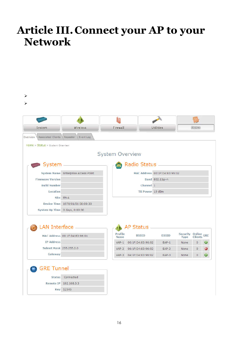 Article iii. connect your ap to your network | LevelOne EAP-200 User Manual | Page 16 / 81
