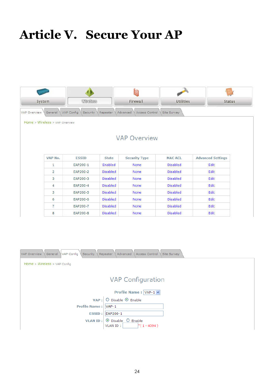 Article v. secure your ap | LevelOne EAP-200 User Manual | Page 24 / 81