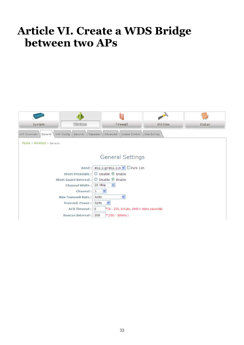 Article vi. create a wds bridge between two aps | LevelOne EAP-200 User Manual | Page 33 / 81