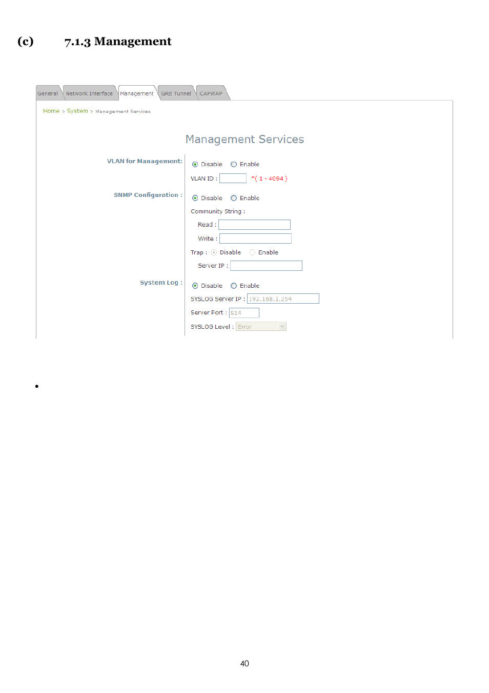 C) 7.1.3 management | LevelOne EAP-200 User Manual | Page 40 / 81