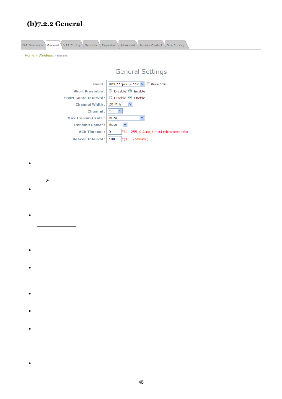 B)7.2.2 general | LevelOne EAP-200 User Manual | Page 48 / 81