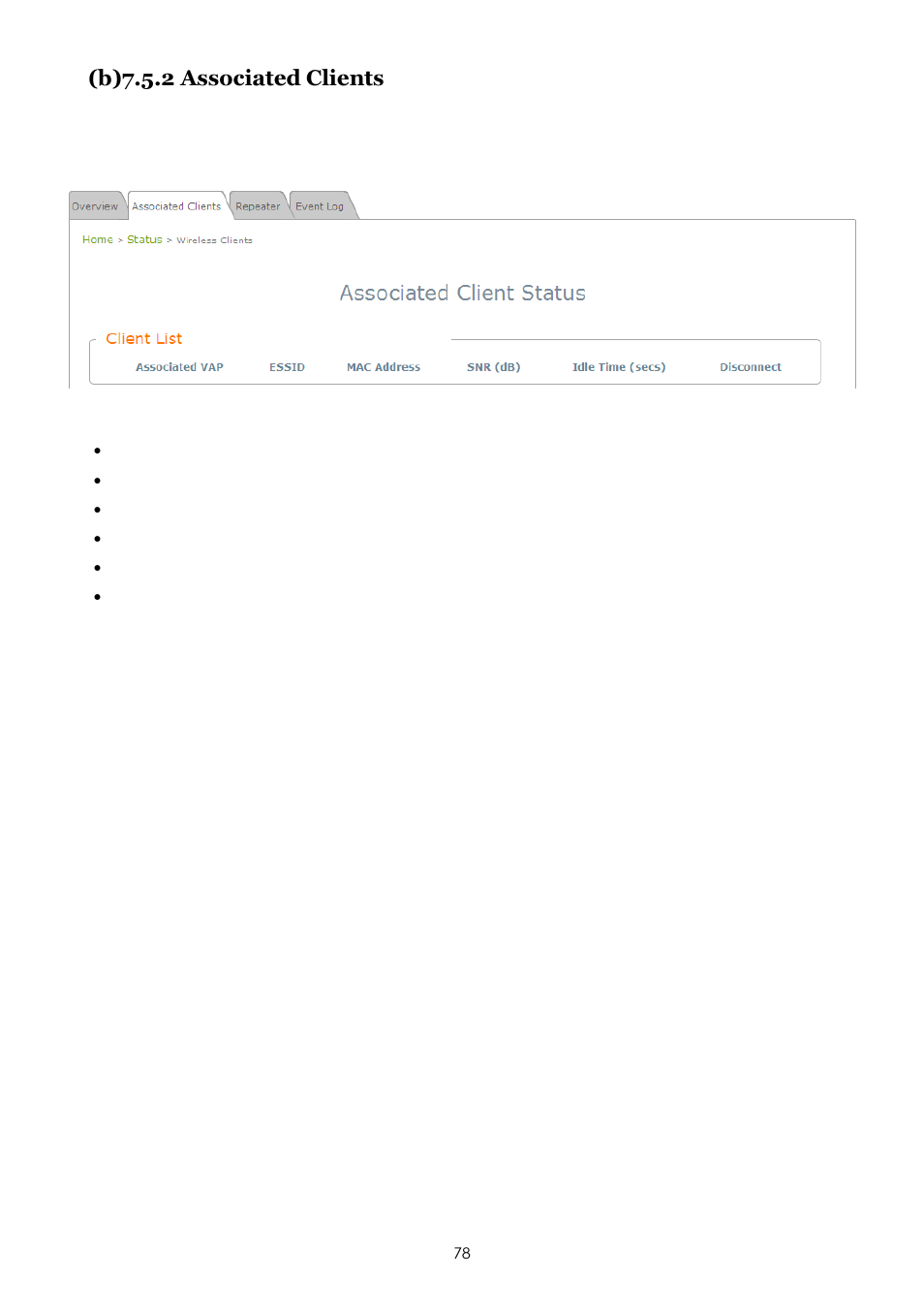 B)7.5.2 associated clients | LevelOne EAP-200 User Manual | Page 78 / 81