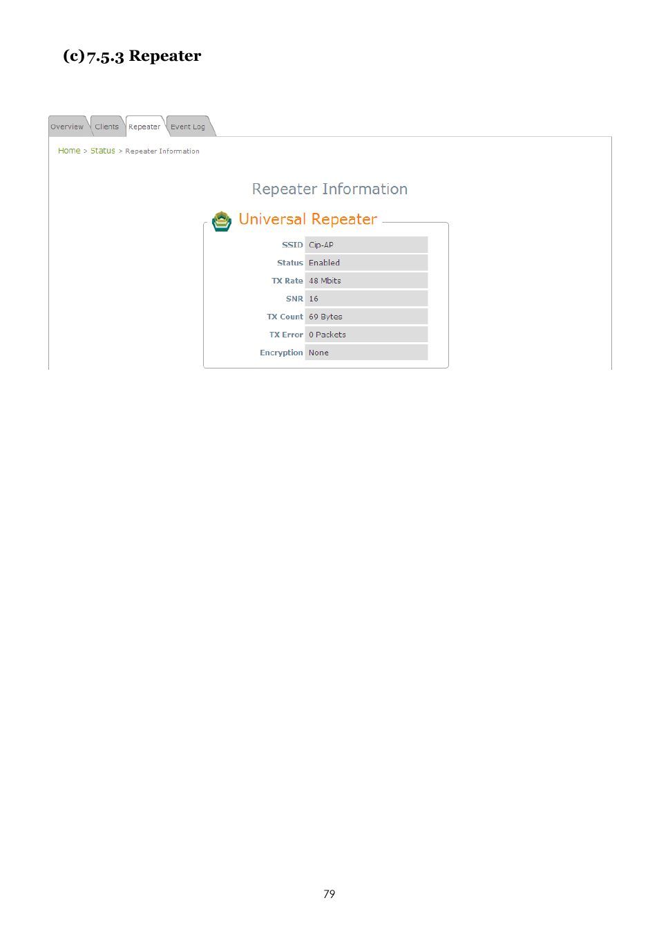 C) 7.5.3 repeater | LevelOne EAP-200 User Manual | Page 79 / 81
