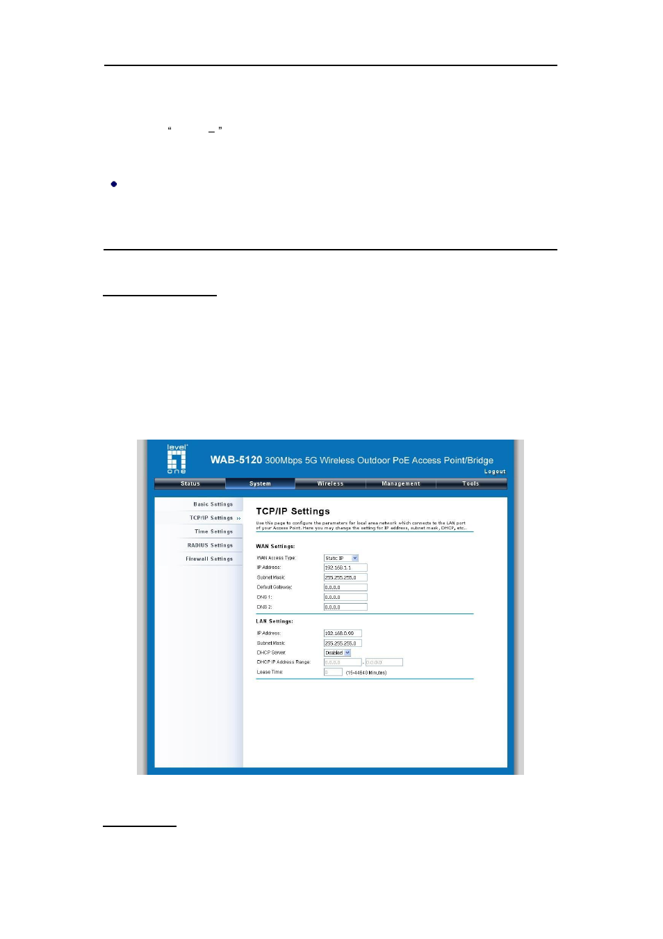 Figure 13 tcp/ip settings (router) | LevelOne WAB-5120 User Manual | Page 28 / 86