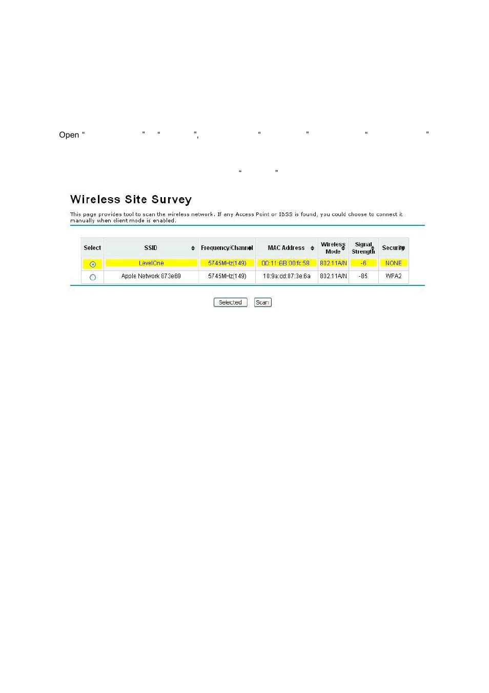 Site survey, Vap profile settings, Figure 23 site survey | LevelOne WAB-5120 User Manual | Page 39 / 86