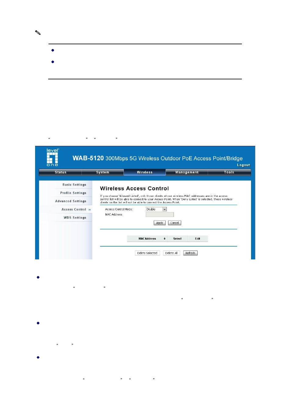 Access control, Figure 29 access control | LevelOne WAB-5120 User Manual | Page 48 / 86