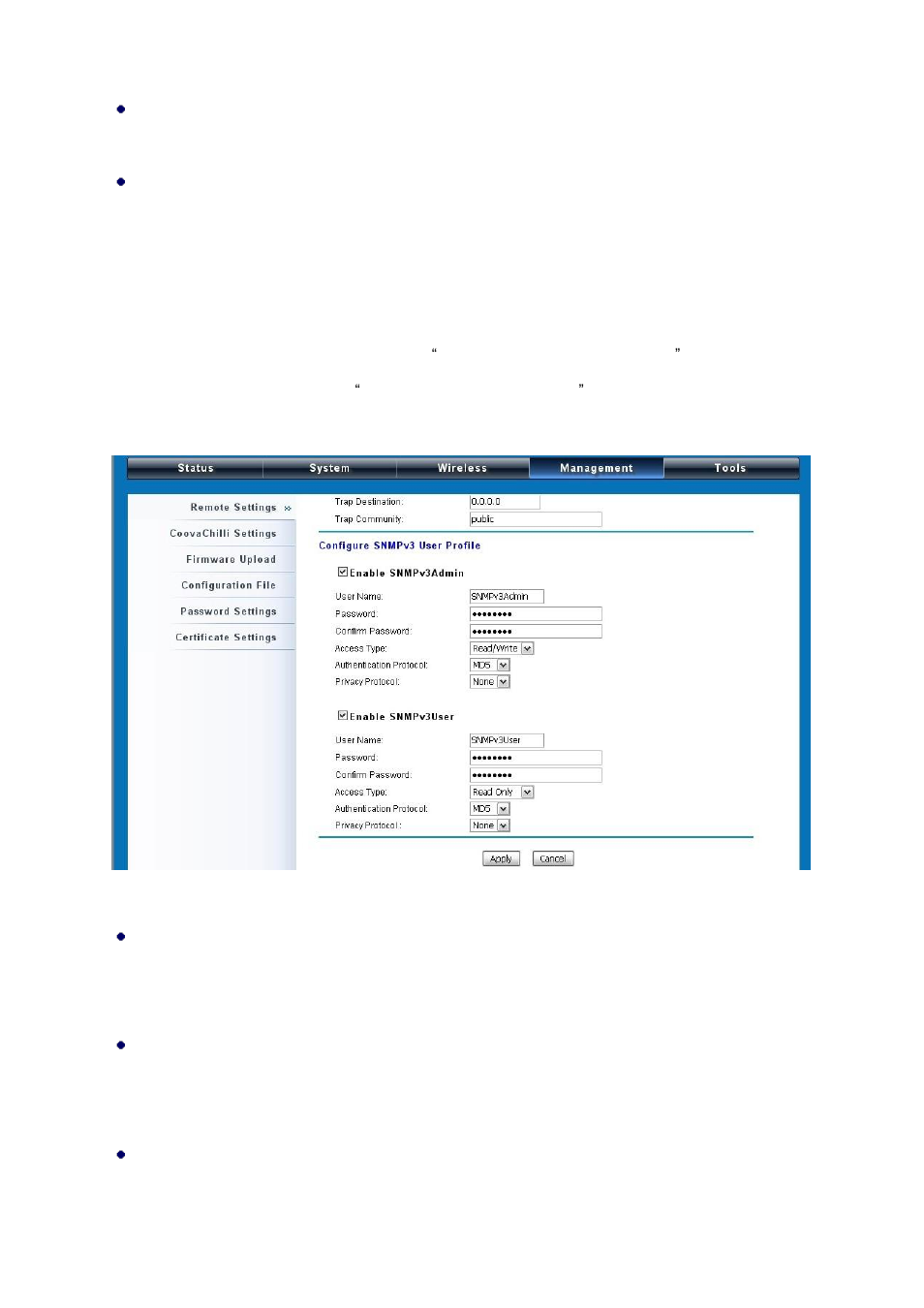 Configure snmpv3 user profile, Figure 33 configure snmpv3 user profile | LevelOne WAB-5120 User Manual | Page 52 / 86