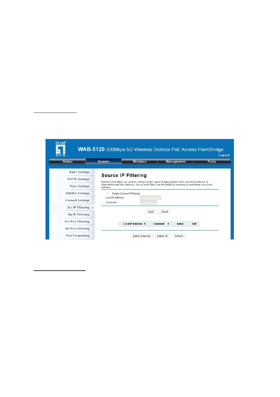 Firewall settings | LevelOne WAB-5120 User Manual | Page 31 / 85