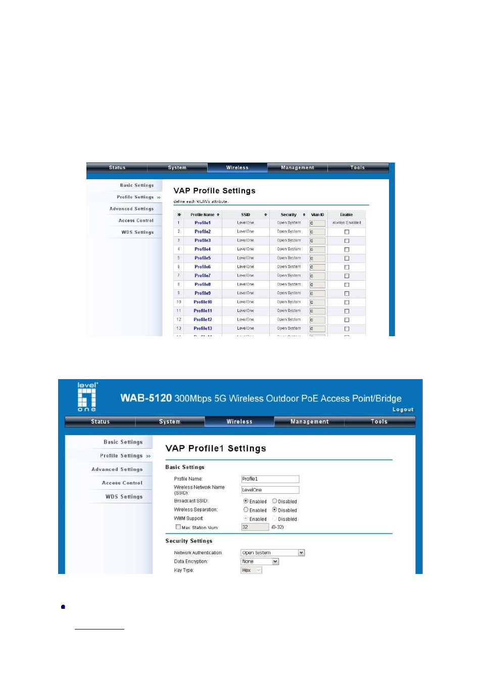 Vap profile settings | LevelOne WAB-5120 User Manual | Page 39 / 85