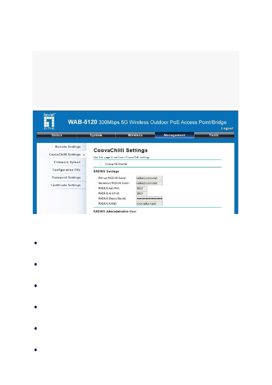 Coovachilli settings | LevelOne WAB-5120 User Manual | Page 53 / 85