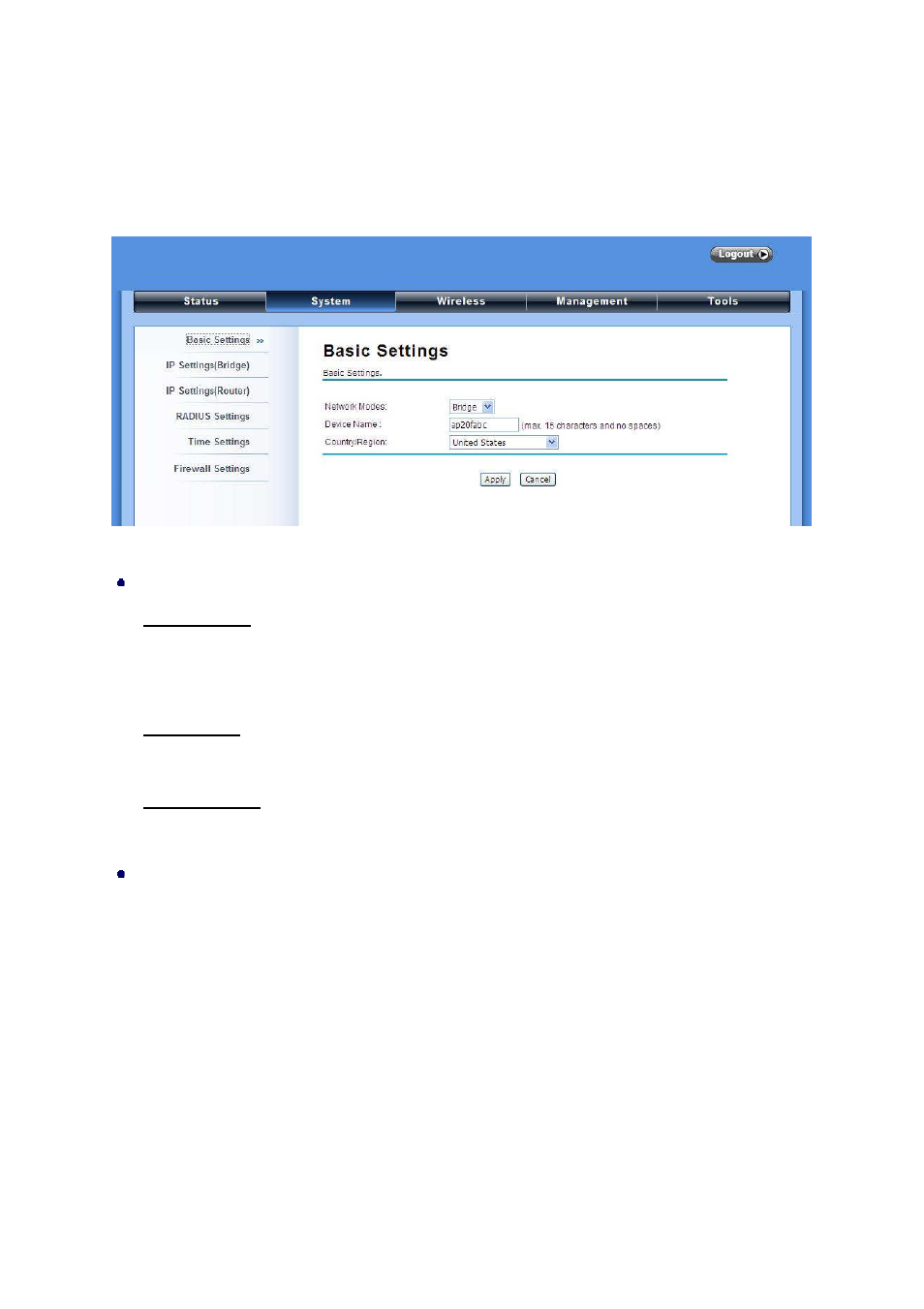 Basic system settings | LevelOne WAB-6120 User Manual | Page 27 / 65