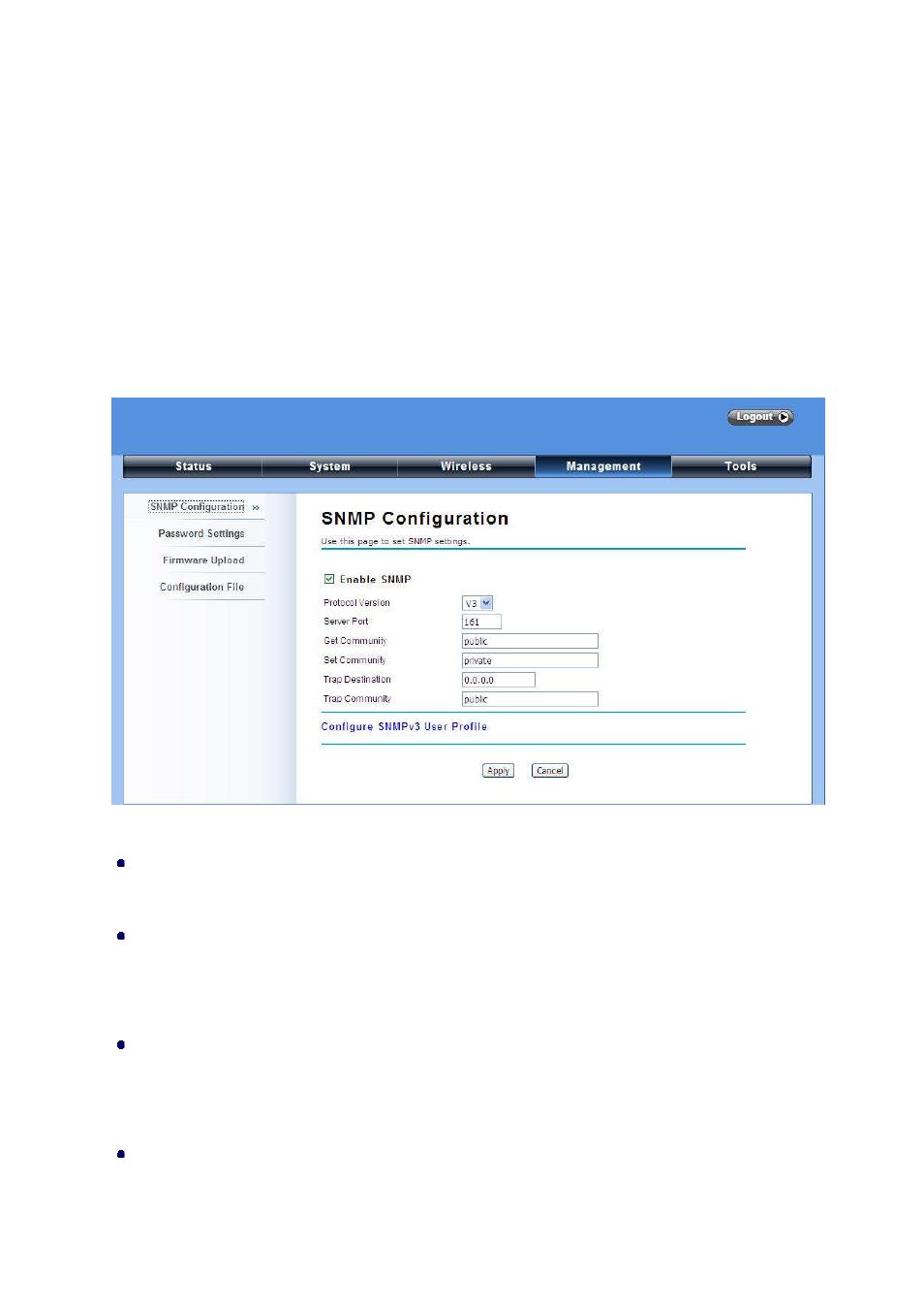 Chapter 5 management, Snmp management | LevelOne WAB-6120 User Manual | Page 47 / 65