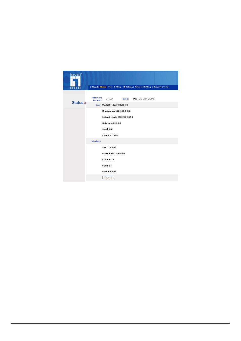 Creen of the, Ccess, Oint | Main screen of the access point | LevelOne WAP-3000 User Manual | Page 10 / 34