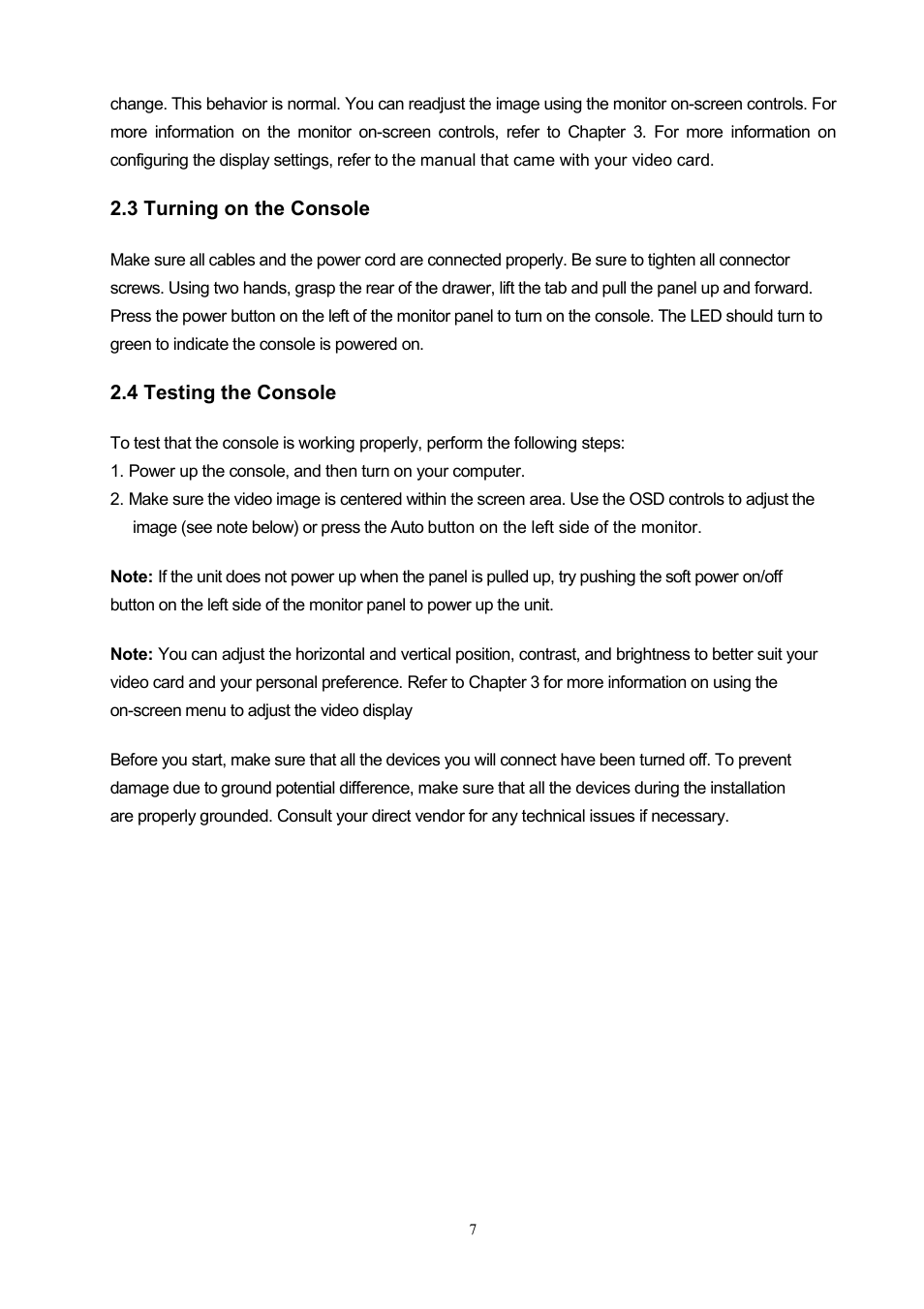 Urning on the, Onsole, Esting the | LevelOne KVM-0117 User Manual | Page 10 / 17