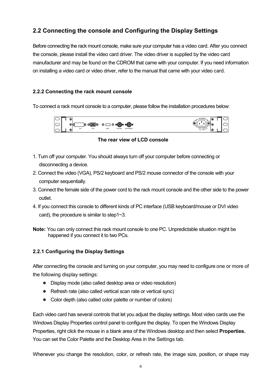Onnecting the console and, Onfiguring the, Isplay | Ettings, 2 connecting the drawer, 1 configuring the display settings | LevelOne KVM-0117 User Manual | Page 9 / 17