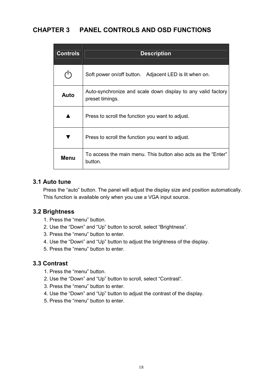 Chapter 3 panel controls and osd functions | LevelOne KVM-0217 User Manual | Page 18 / 21