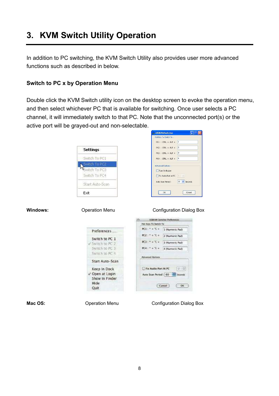 Kvm switch utility operation | LevelOne KVM-0222 User Manual | Page 11 / 15