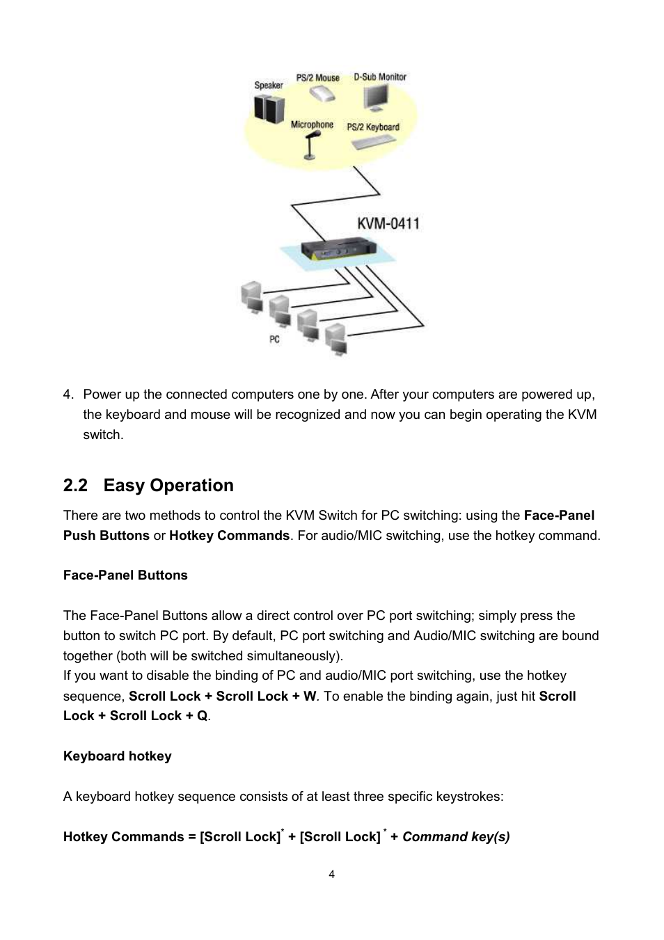 2 easy operation | LevelOne KVM-0411 User Manual | Page 7 / 10